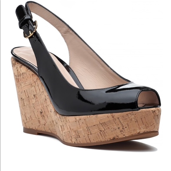 Stuart Weitzman Black Patent Wedge - Picture 1 of 2